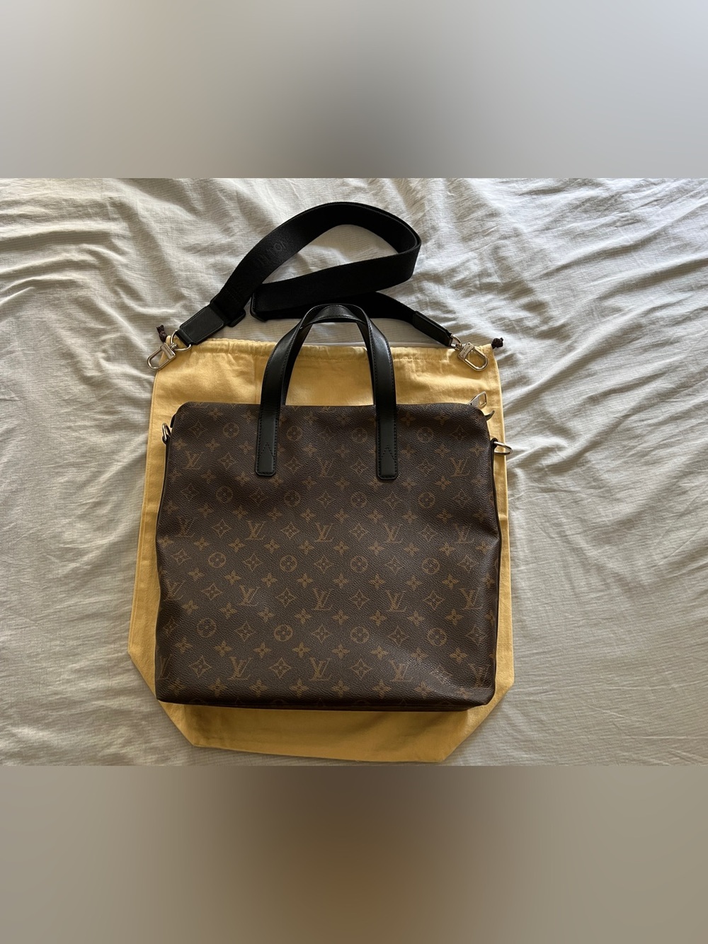 Authentic Louis Vuitton Macassar Kitan Crossbody Tote Bag